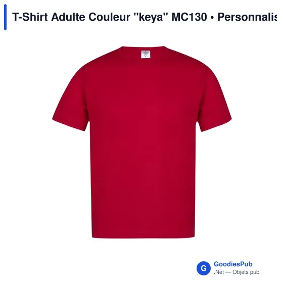 T-Shirt Adulte Personnalisable en Coton - Modèle Keya MC130avec logo - Image 1