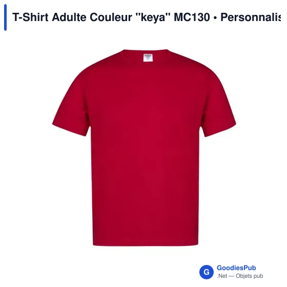 T-Shirt Adulte Personnalisable en Coton - Modèle Keya MC130avec logo - Image 3