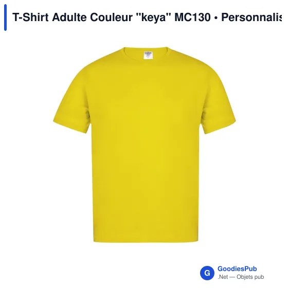 T-Shirt Adulte Personnalisable en Coton - Modèle Keya MC130avec logo - Image 7