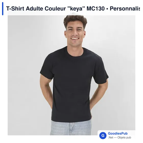 T-Shirt Adulte Personnalisable en Coton - Modèle Keya MC130avec logo - Image 8