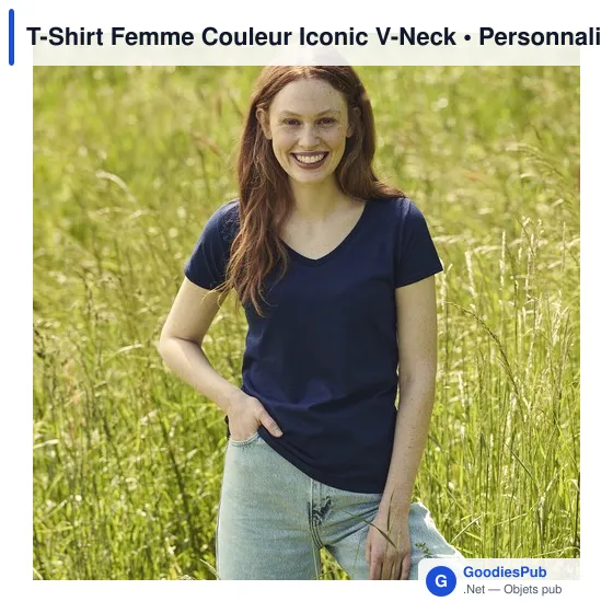 T-shirt personnalisable pour entreprise avec logo - modèle Iconic V-Neck - Image 2