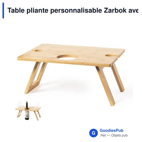Table pliante personnalisable Zarbok avec logo pour le camping