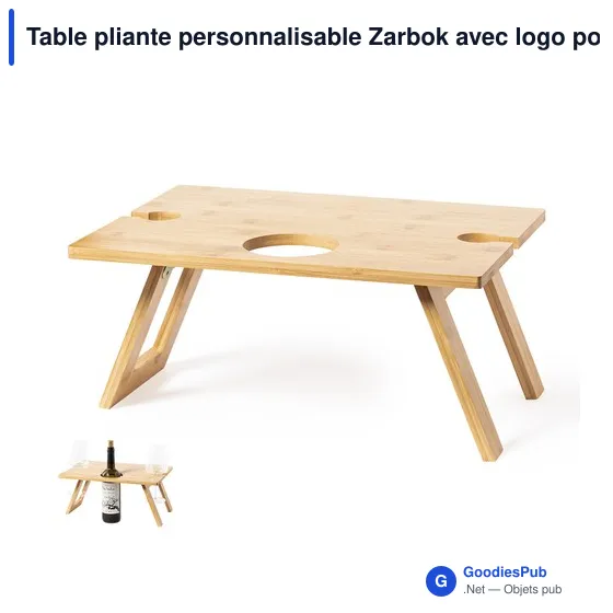 Table pliante personnalisable Zarbok avec logo pour le camping - Image 1