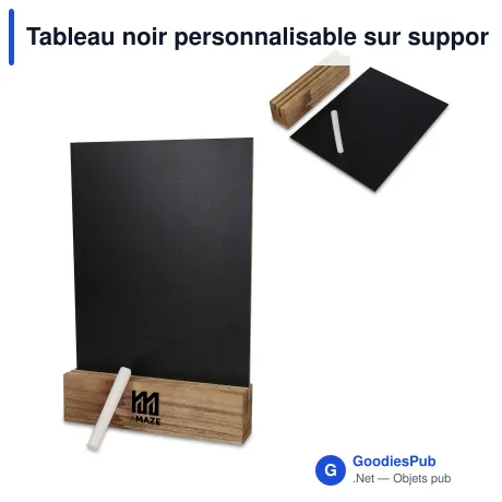 Tableau noir personnalisable sur support en bois avec logo - Nature
