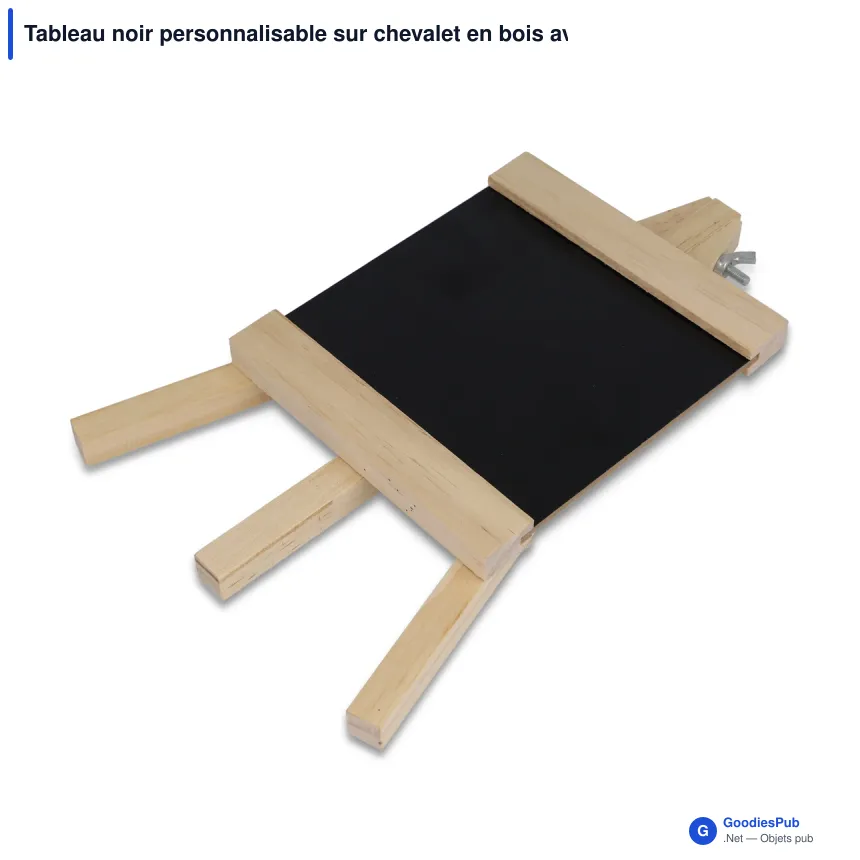 Tableau noir personnalisable sur chevalet en bois avec logo - Nature - Image 2