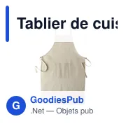 Tablier de cuisine personnalisable en coton Jobe avec logo - Miniature 1
