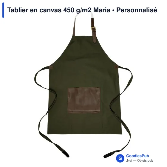 Tablier personnalisé en canvas 450 g/m2 avec logo - Maria - Image 12