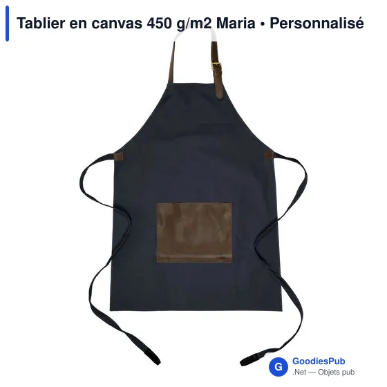 Tablier personnalisé en canvas 450 g/m2 avec logo - Maria - Image 3