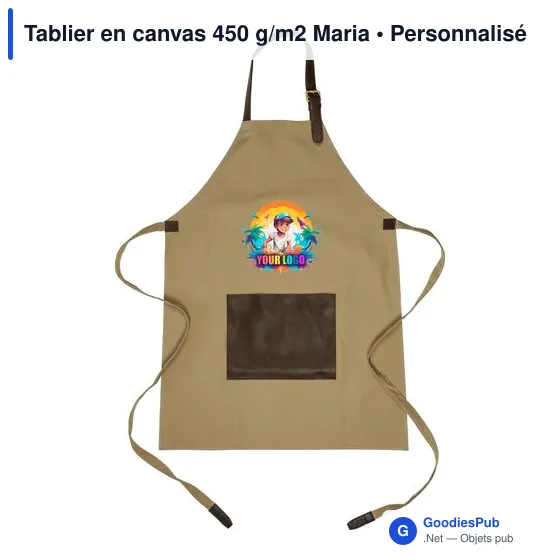 Tablier personnalisé en canvas 450 g/m2 avec logo - Maria - Image 4