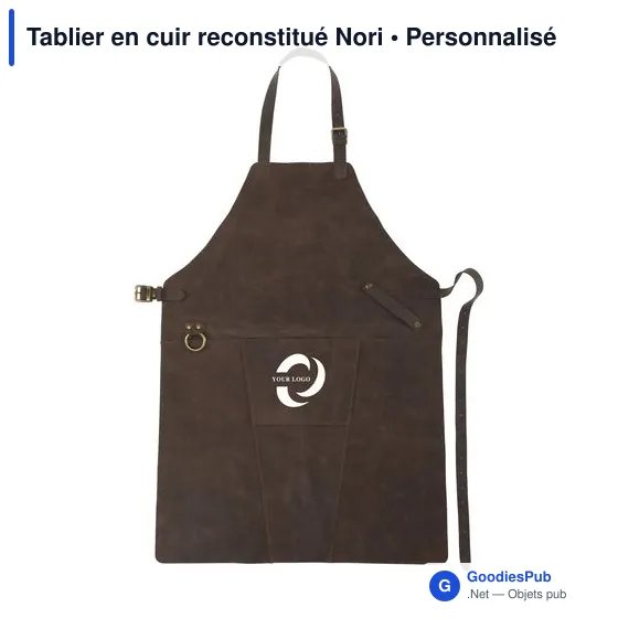 Tablier en cuir reconstitué personnalisable avec logo - Nori - Image 5
