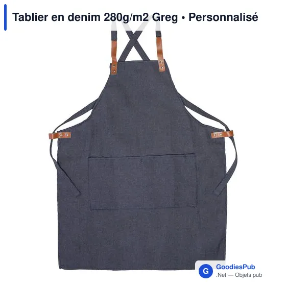 Tablier en denim personnalisable avec logo - Modèle Greg - Image 1