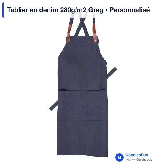 Tablier en denim personnalisable avec logo - Modèle Greg - Image 3