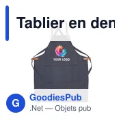 Tablier en denim personnalisable avec logo - Modèle Greg - Miniature 4