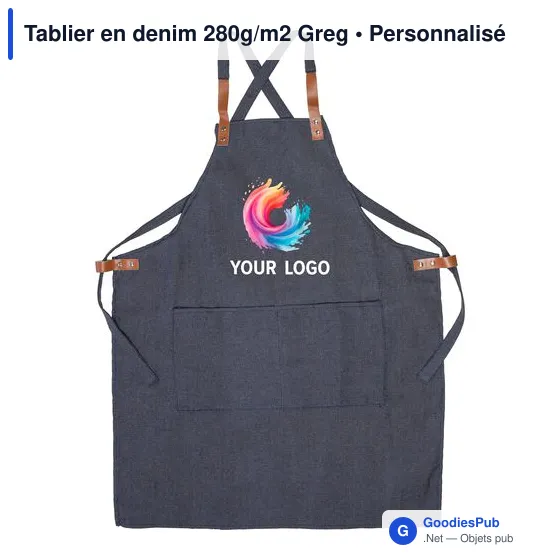 Tablier en denim personnalisable avec logo - Modèle Greg - Image 4