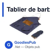 Tablier de barbecue personnalisable coton et polyester avec logo - Bleu foncé - Miniature 2