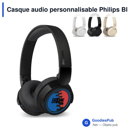 Casque audio personnalisable Philips Bluetooth antibruit avec logo - TAH3209
