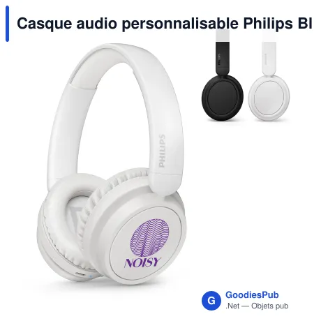 Casque audio personnalisable Philips Bluetooth antibruit 65 h avec logo - TAH5209