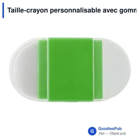 Taille-crayon personnalisable avec gomme - Paulineavec logo