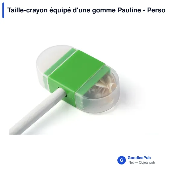 Taille-crayon personnalisable avec gomme - Paulineavec logo - Image 3