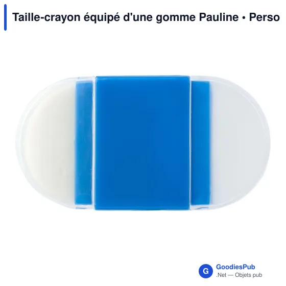 Taille-crayon personnalisable avec gomme - Paulineavec logo - Image 9