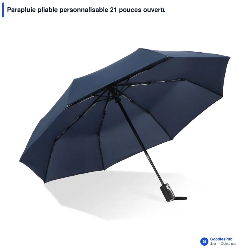 Parapluie pliable personnalisable 21 pouces ouverture et fermeture auto avec logo - Taman - Image 2