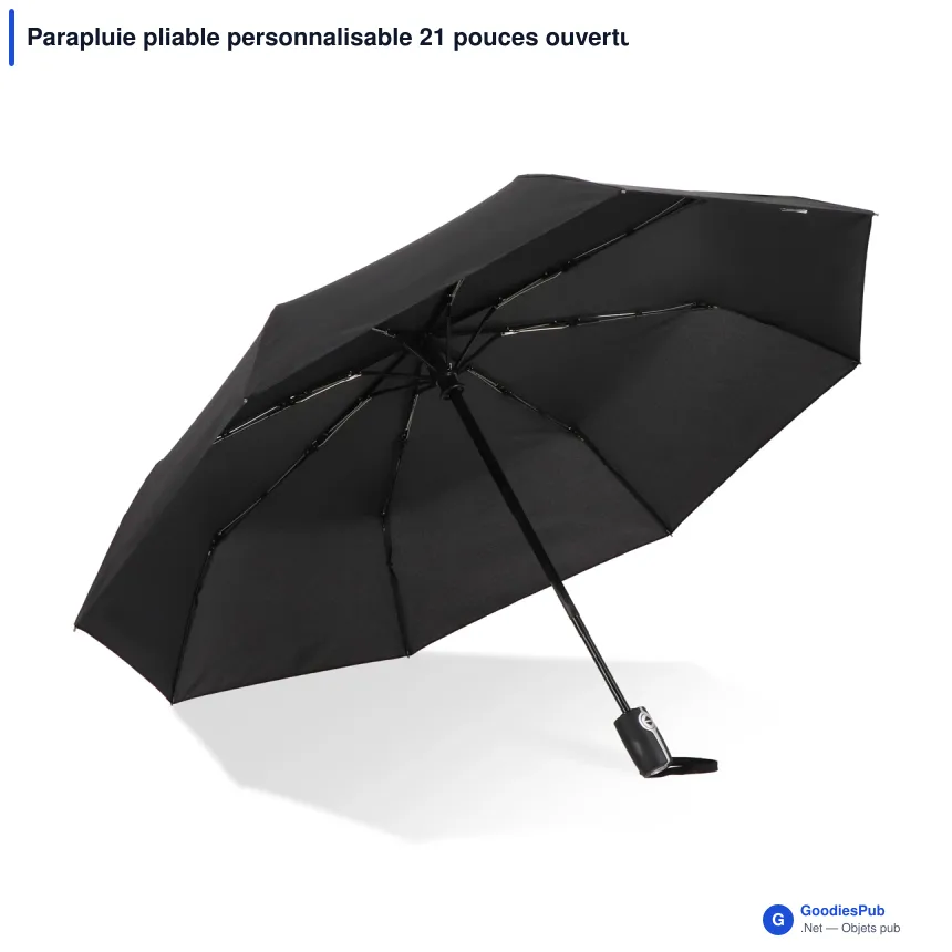 Parapluie pliable personnalisable 21 pouces ouverture et fermeture auto avec logo - Taman - Image 3