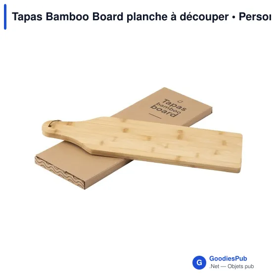 Planche à découper personnalisable en bambou pour servir des tapasavec logo - Image 2