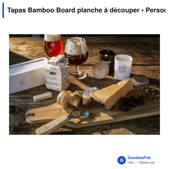 Planche à découper personnalisable en bambou pour servir des tapasavec logo - Image 3