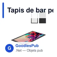 Tapis de bar personnalisable 44 x 25 cm en caoutchouc avec logo - Sublimation - Miniature 1