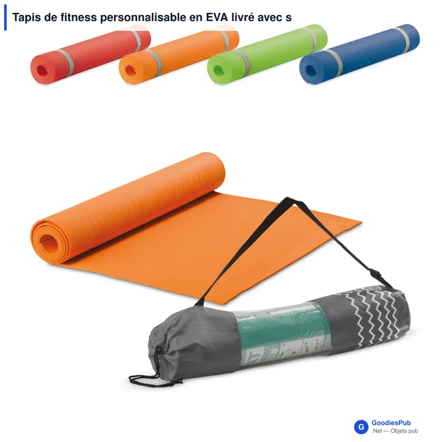 Tapis de fitness personnalisable en EVA livré avec son sac avec logo - Fitness - Image 1