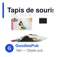 Tapis de souris personnalisable en sublimation avec logo - 22 x 18 cm - Miniature 1