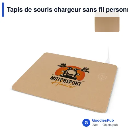 Tapis de souris chargeur sans fil personnalisable en papier recyclé avec logo - Bio-papier