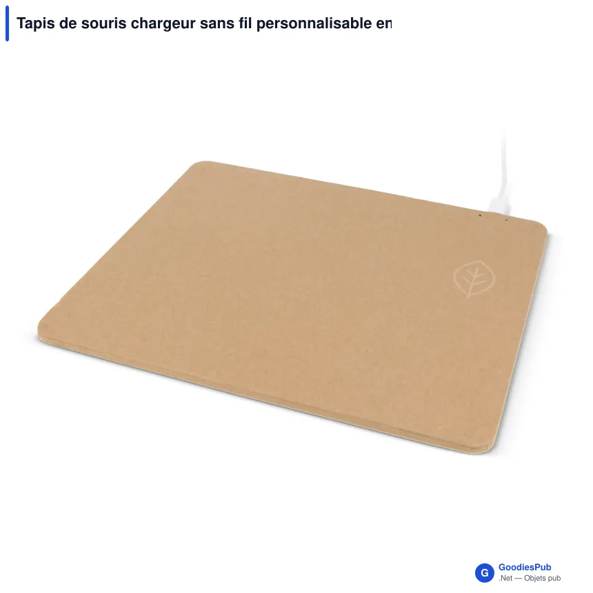 Tapis de souris chargeur sans fil personnalisable en papier recyclé avec logo - Bio-papier - Image 2
