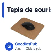 Tapis de souris personnalisable en liège naturel avec logo - 22 x 18 cm - Miniature 2