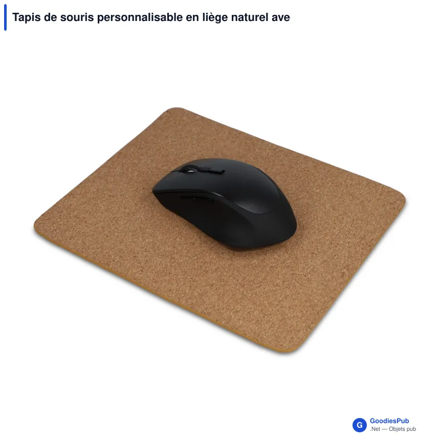 Tapis de souris personnalisable en liège naturel avec logo - 22 x 18 cm - Image 2