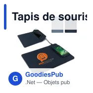 Tapis de souris personnalisable avec chargeur sans fil 5W et logo - Polyester - Miniature 1