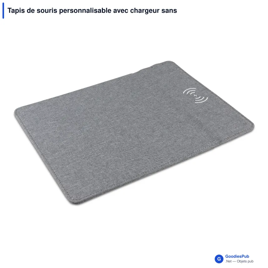 Tapis de souris personnalisable avec chargeur sans fil 5W et logo - Polyester - Image 2