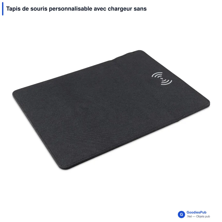 Tapis de souris personnalisable avec chargeur sans fil 5W et logo - Polyester - Image 3