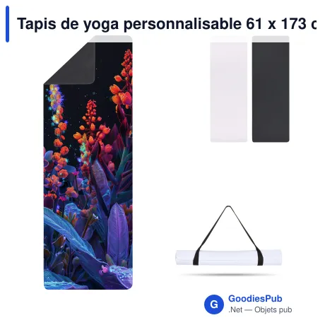 Tapis de yoga personnalisable 61 x 173 cm à sangle de transport avec logo - Yoga