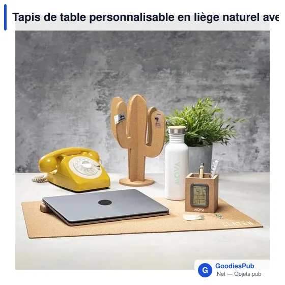 Tapis de table personnalisable en liège naturel avec logo - Hanlax - Image 4