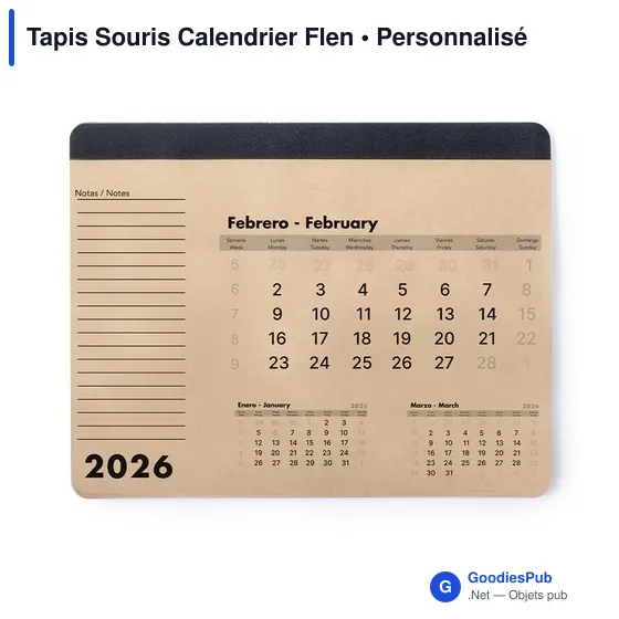 Tapis Souris Calendrier Flen personnalisable avec logo - Image 2