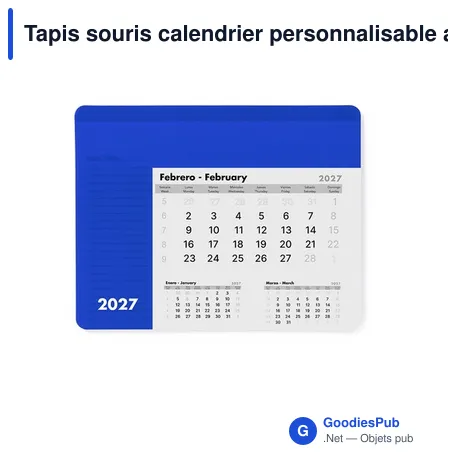 Tapis souris calendrier personnalisable avec logo entreprise - Rendux
