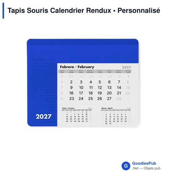 Tapis souris calendrier personnalisable avec logo entreprise - Rendux - Image 1