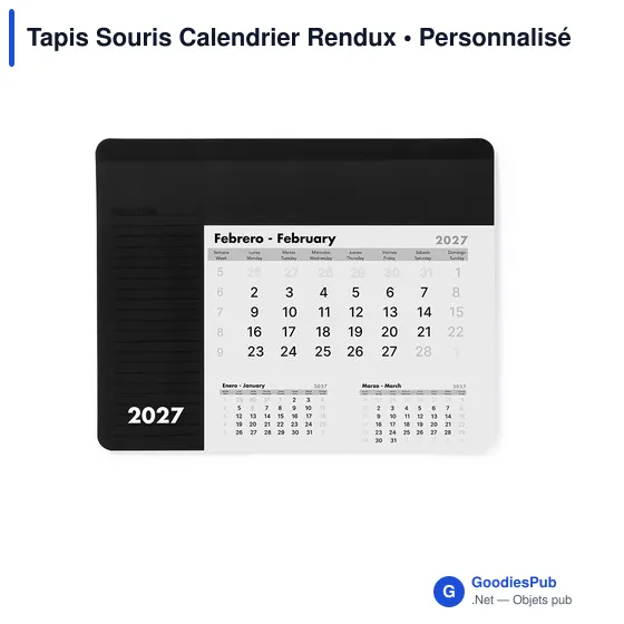 Tapis souris calendrier personnalisable avec logo entreprise - Rendux - Image 9