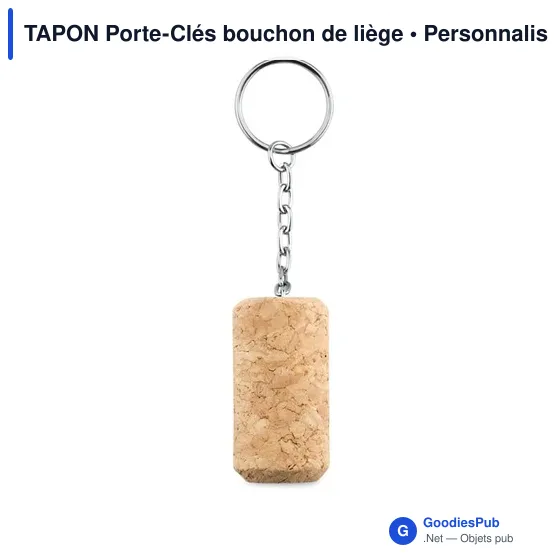 Porte-clés en bouchon de liège personnalisable avec logo - Image 1