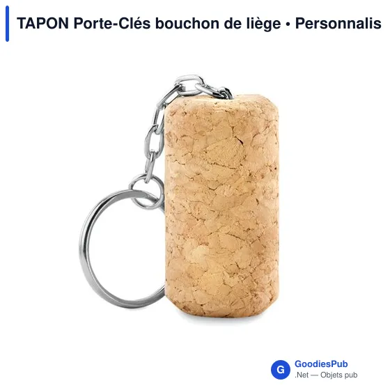 Porte-clés en bouchon de liège personnalisable avec logo - Image 2