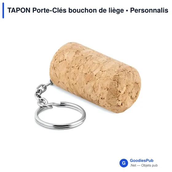 Porte-clés en bouchon de liège personnalisable avec logo - Image 3