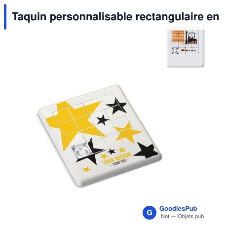 Taquin personnalisable rectangulaire en plastique avec logo - Puzzle coulissant