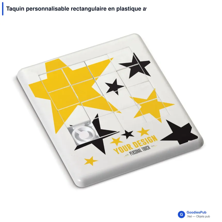 Taquin personnalisable rectangulaire en plastique avec logo - Puzzle coulissant - Image 2