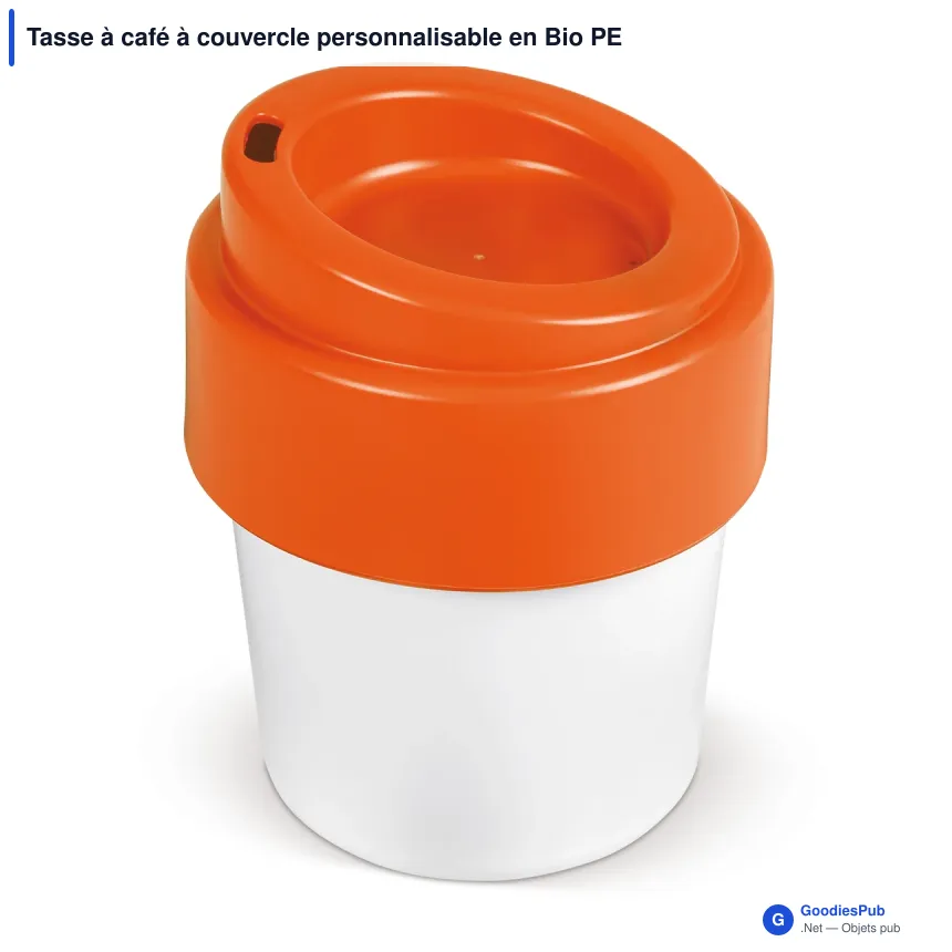 Tasse à café à couvercle personnalisable en Bio PE 240 ml avec logo - Hot-but-cool - Image 2